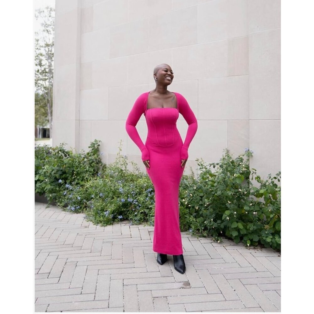 The Drop Women's Hot Pink 2-Piece Knit Maxi Dress Dress Size M NWT